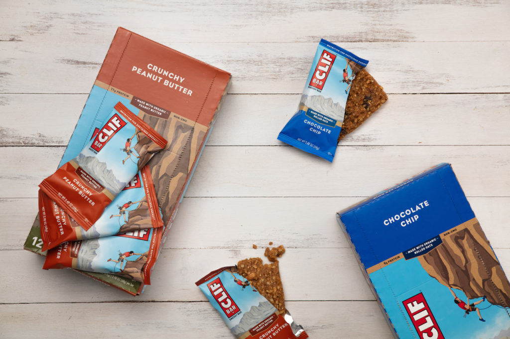 CLIF bars use storytelling to make engaging snack bar packaging design.