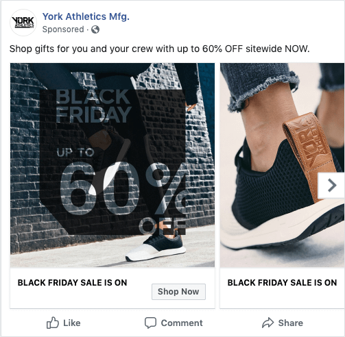 An ad that we used in the YORK Athletics Mfg. Black Friday e-commerce campaign. Use for e-commerce tips. 